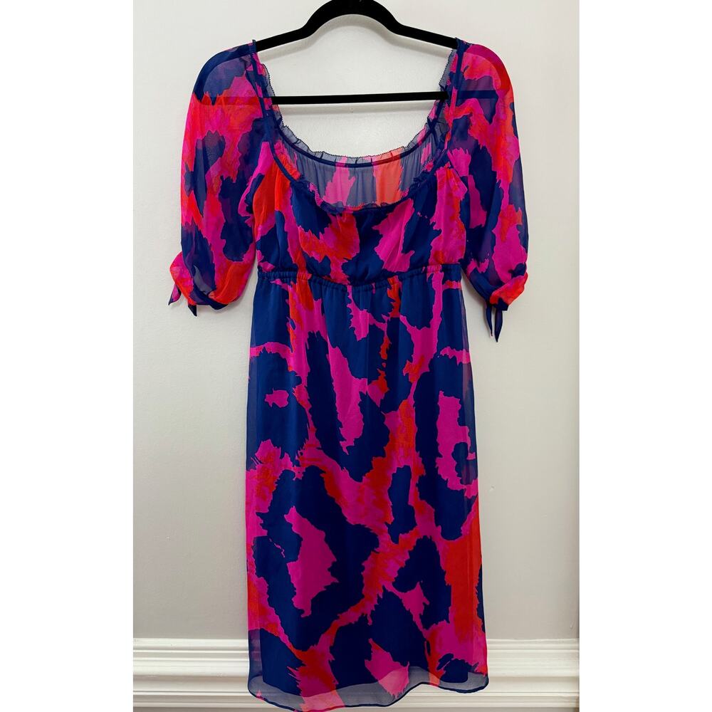 Diane von Furstenberg Maximailst Funky 100% Silk Leopard Animal Print Dress M - Picture 2 of 10